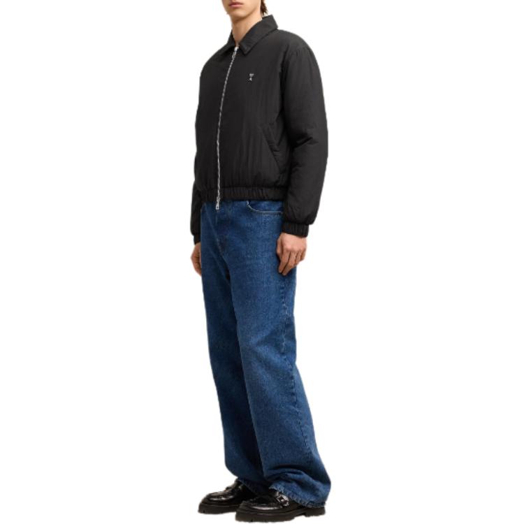 Shop Ami Paris AMIPARIS 金屬心款尼龍羽絨外套 男女款 黑色 HJK034PA0009-001