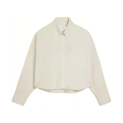 Ami Paris AMIPARIS De Coeur SS24 White Unisex Heart Pattern Loose Button-Up Shirt USH133CO0031-193