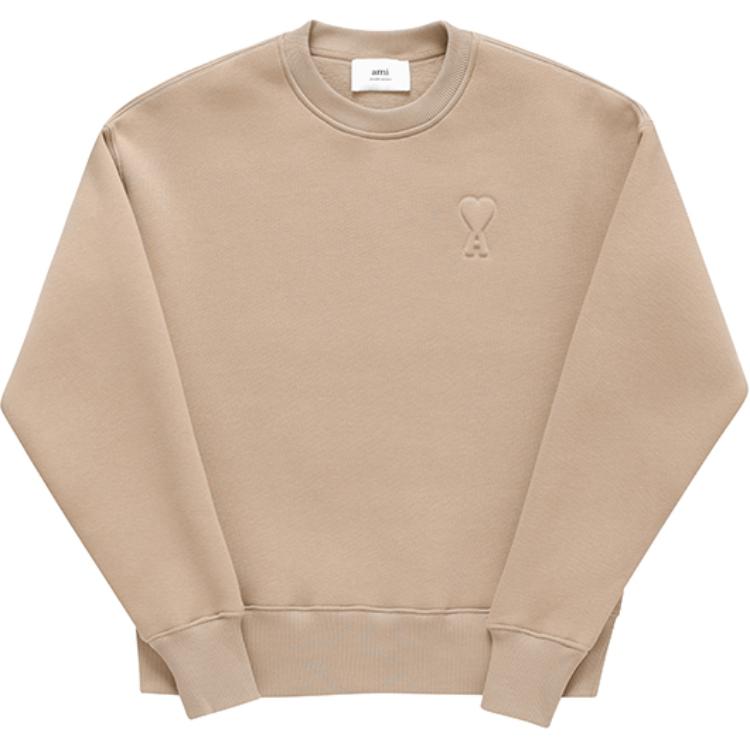 Ami Paris AMIPARIS Embossed Logo Crewneck Sweatshirt Men’s Light Brown. USW0257492811