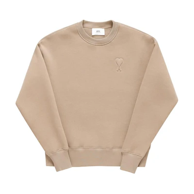 Ami Paris AMIPARIS Embossed Logo Crewneck Sweatshirt Men’s Light Brown. USW0257492811