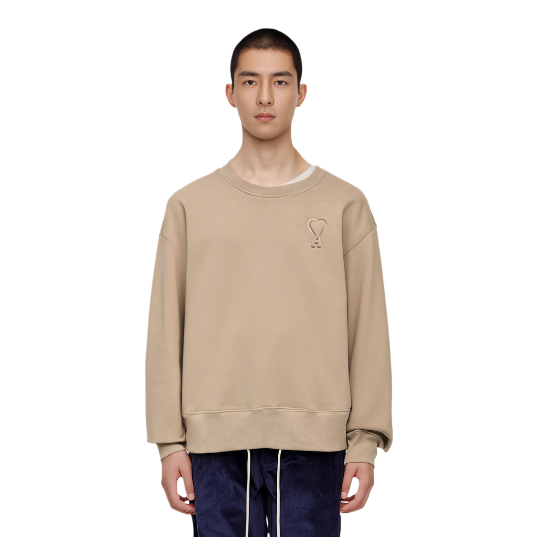 Ami Paris AMIPARIS Embossed Logo Crewneck Sweatshirt Men’s Light Brown. USW0257492811 圖 4