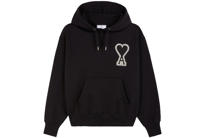 Ami Paris AMIPARIS Embroidered Logo Unisex Pullover Sweatshirt Black. A20HJ057-747