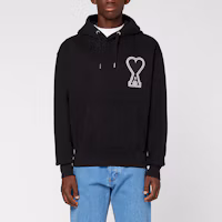 Shop Ami Paris AMIPARIS Embroidered Logo Unisex Pullover Sweatshirt Black. A20HJ057-747