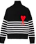 Order Ami Paris AMIPARIS FW21 Sweater Hitam Logo Stripe Turtleneck Pullover. H21K229018-004