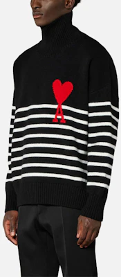 Ami Paris AMIPARIS FW21 Sweater Hitam Logo Stripe Turtleneck Pullover. H21K229018-004 Lookbook Ami Paris AMIPARIS FW21 Sweater Hitam Logo Stripe Turtleneck Pullover. H21K229018-004