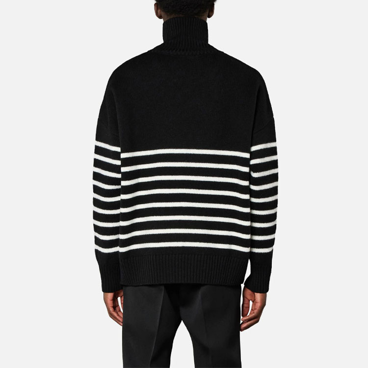 Ami Paris AMIPARIS FW21  Black Logo Stripe Turtleneck Pullover Sweater. H21K229018-004 圖 4