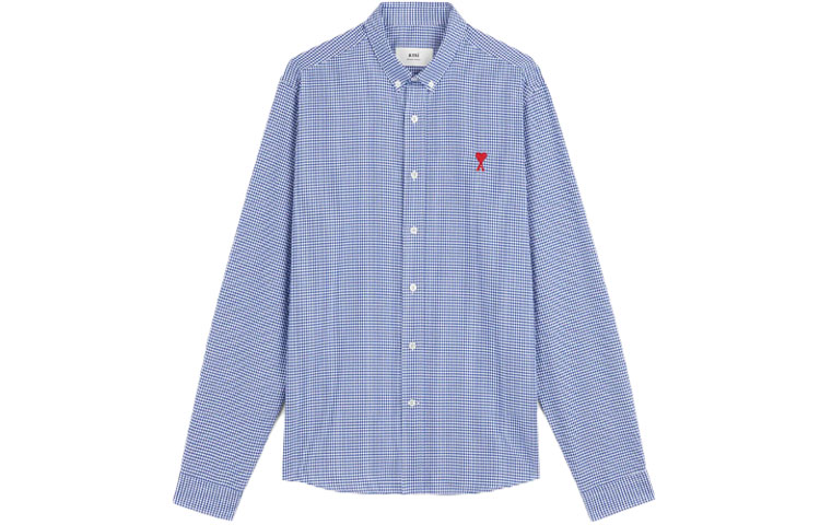 Ami Paris AMIPARIS FW21  Blue Plaid Shirt with Heart Embroidery. A21HC013402-104 圖 2