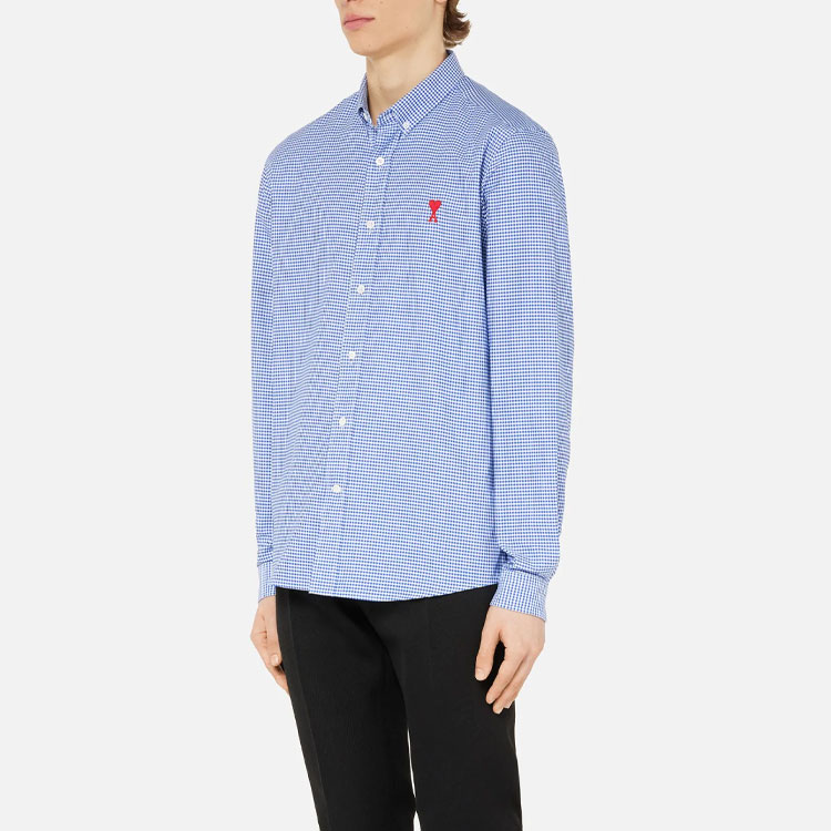 Ami Paris AMIPARIS FW21  Blue Plaid Shirt with Heart Embroidery. A21HC013402-104 圖 5