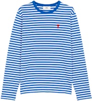 Ami Paris AMIPARIS FW21 Casual Striped Long Sleeve T-Shirt Blue White Color Block A21HJ10672-406 Ami Paris AMIPARIS FW21 Casual Striped Long Sleeve T-Shirt Blue White Color Block A21HJ10672-406