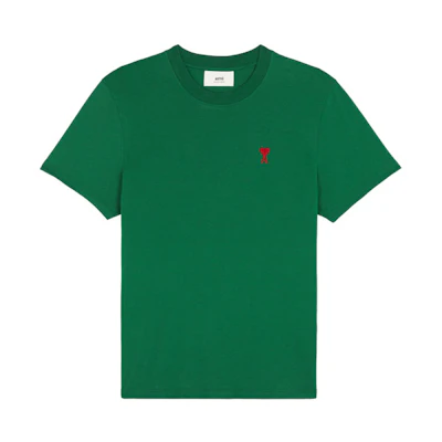 Ami Paris AMIPARIS FW21 Green Logo Embroidered Loose Fit T-Shirt. A21HJ108723-300