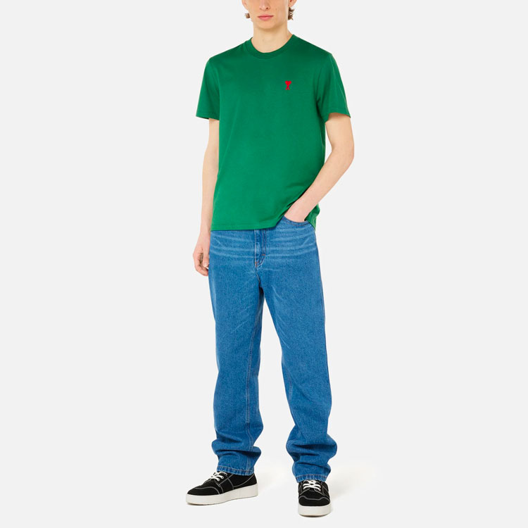 Lookbook Ami Paris FW21 Kaos Longgar Hijau Logo Bordir. A21HJ108723-300