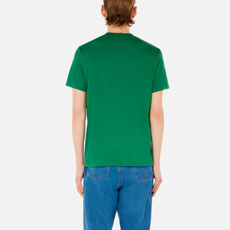 Shop Ami Paris FW21 Kaos Longgar Hijau Logo Bordir. A21HJ108723-300