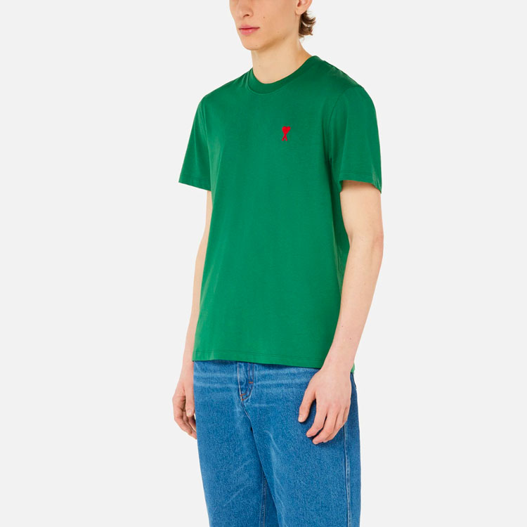 Purchase Ami Paris FW21 Kaos Longgar Hijau Logo Bordir. A21HJ108723-300