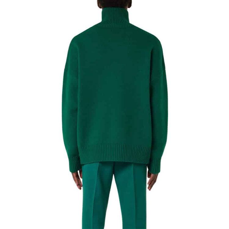 Shop Ami Paris Logo Knit Turtleneck Sweater Hijau Gelap Wool FW21. H21K213-018300