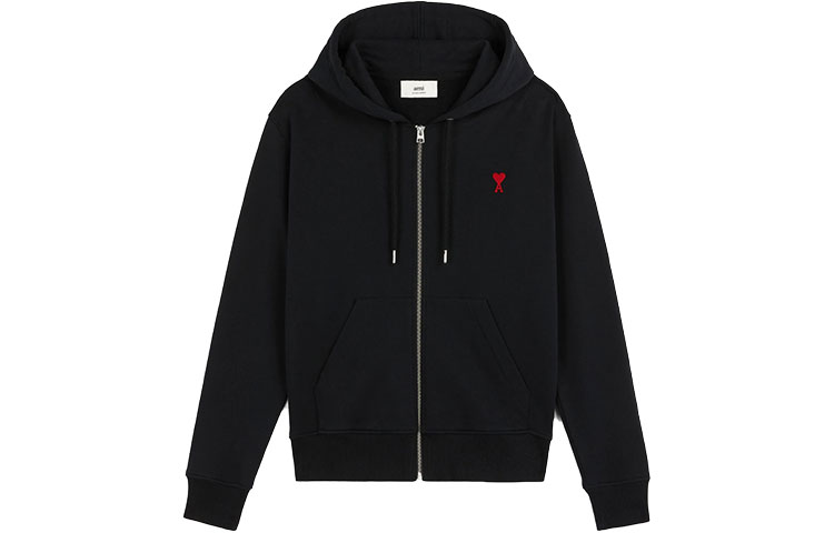 Ami Paris AMIPARIS FW21 Ami De Coeur Black Zip-Up Hoodie for Men. A21HJ006730-001 圖 2