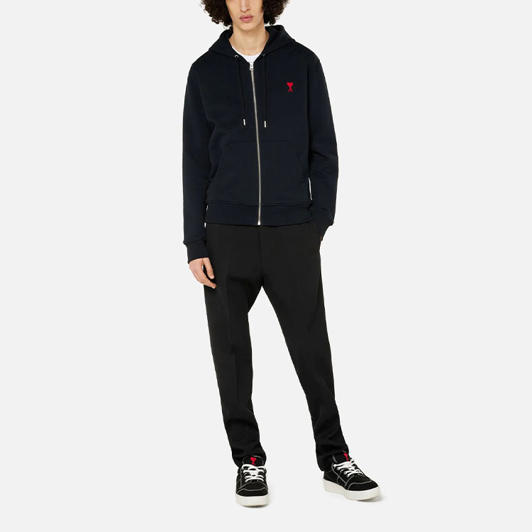 Ami Paris AMIPARIS FW21 Ami De Coeur Black Zip-Up Hoodie for Men. A21HJ006730-001 圖 4