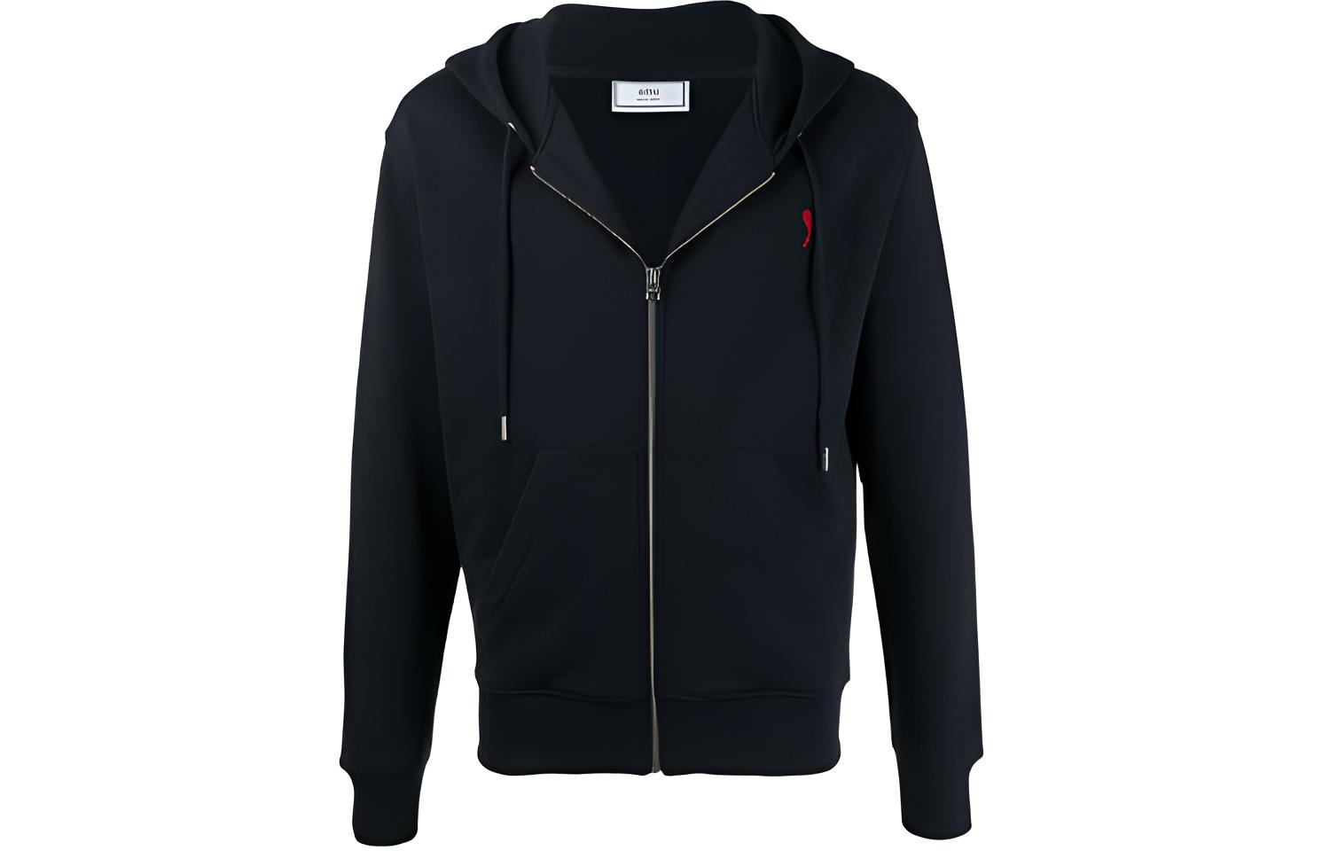 Ami Paris AMIPARIS FW21 Ami De Coeur Zip Hoodie Jacket Navy Blue Menswear E21HJ006730-410