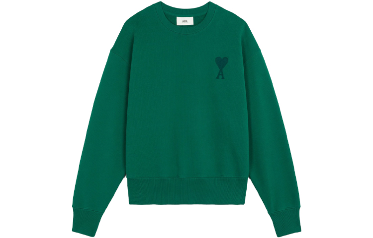 Ami Paris AMIPARIS FW21 De Coeur Logo Embroidered Green Crewneck Sweatshirt Men. A21HJ028747-300