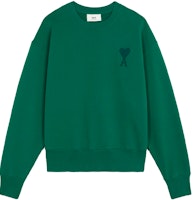 Ami Paris AMIPARIS FW21 De Coeur Logo Embroidered Green Crewneck Sweatshirt Men. A21HJ028747-300 Ami Paris AMIPARIS FW21 De Coeur Logo Embroidered Green Crewneck Sweatshirt Men. A21HJ028747-300