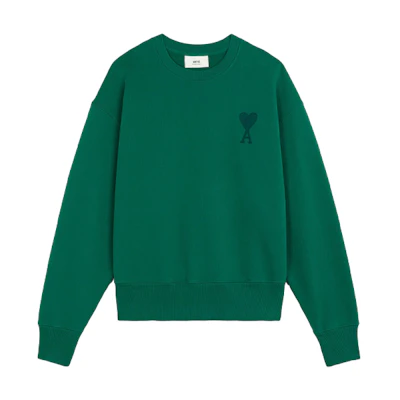 Ami Paris AMIPARIS FW21 De Coeur Logo Embroidered Green Crewneck Sweatshirt Men. A21HJ028747-300