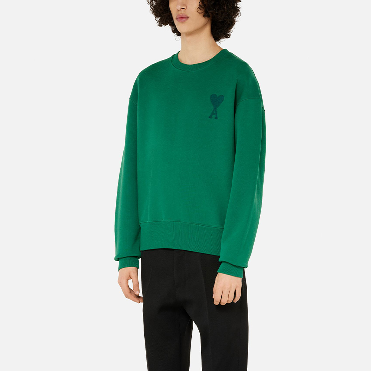 Purchase Ami Paris AMIPARIS FW21 愛心標誌刺繡綠色圓領長袖男士運動衫。 A21HJ028747-300
