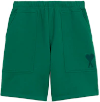 Order Ami Paris AMIPARIS FW21 Green Heart Logo Chain Embroidery Loose Fit Shorts Men. A21HJ328747-300