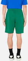 Shop Ami Paris AMIPARIS FW21 Green Heart Logo Chain Embroidery Loose Fit Shorts Men. A21HJ328747-300