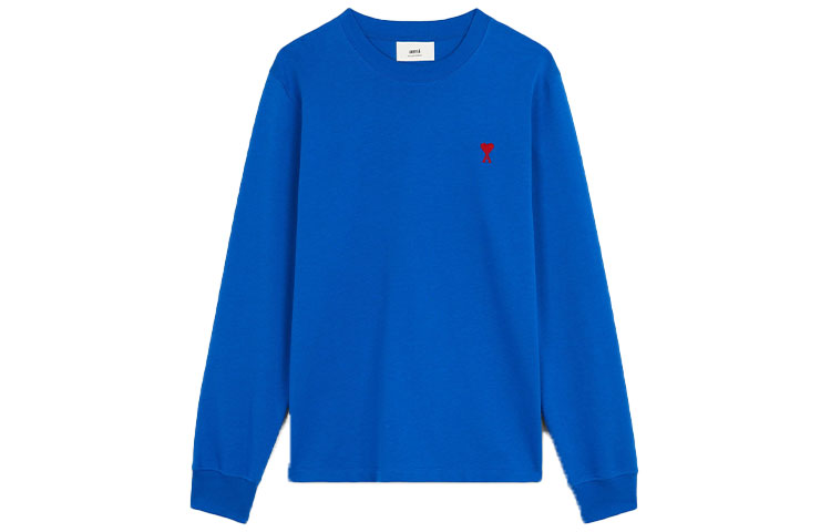 Order Ami Paris AMIPARIS FW21 刺繡Logo寬鬆長袖T恤 海軍藍 男款 A21HJ005701-490