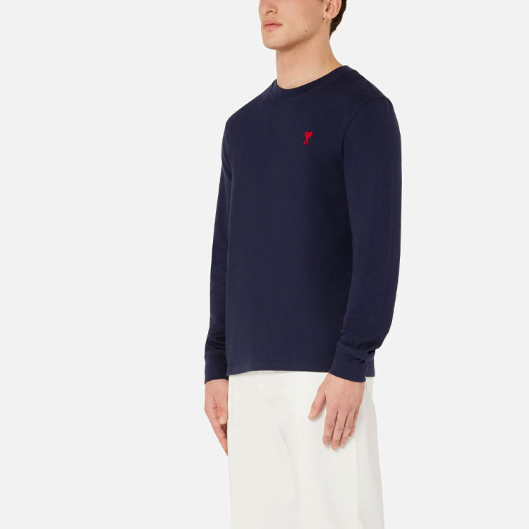 Ami Paris AMIPARIS FW21 Logo Embroidered Oversized Long Sleeve Tee Navy -  Edition A21HJ005701-410 圖 3