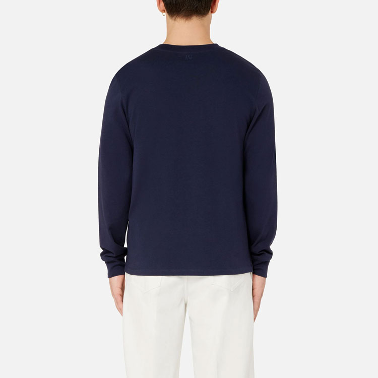 Ami Paris AMIPARIS FW21 Logo Embroidered Oversized Long Sleeve Tee Navy -  Edition A21HJ005701-410 圖 4