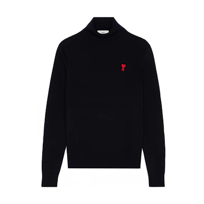Ami Paris AMIPARIS FW21 Navy Blue Wool Sweater with Heart Logo. H21HK202-001410