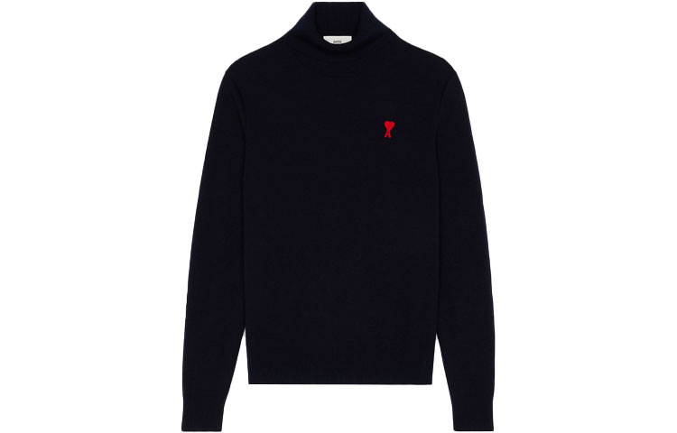 Ami Paris AMIPARIS FW21 Navy Blue  Wool Sweater with Heart Logo. H21HK202-001410 圖 2