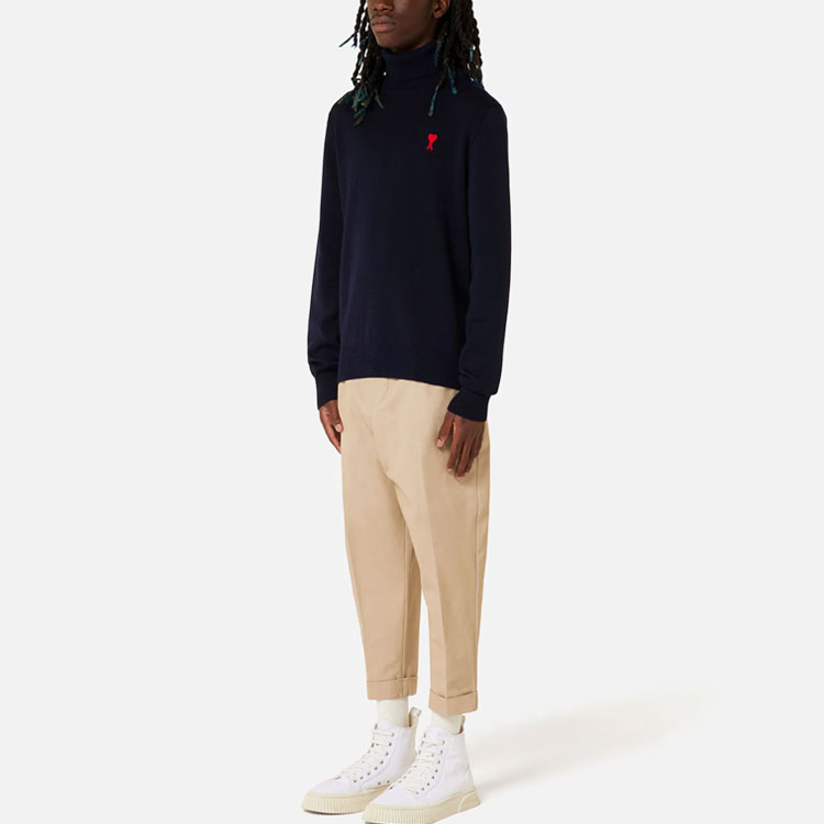 Ami Paris AMIPARIS FW21 Navy Blue  Wool Sweater with Heart Logo. H21HK202-001410 圖 3