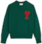 Order Ami Paris AMIPARIS FW21 Oversized Heart Logo Green Knit Sweater Fashion. A21HK009016-300