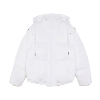 Ami Paris AMIPARIS FW21 Oversized White Puffer Jacket with Heart Logo Unisex Design. H21OW200299-100