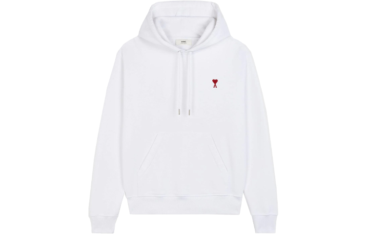 Order アミパリス FW21 パリロゴ刺繍ドローストリングフーディ ユニセックス ホワイト カップル向け A21HJ008730-100