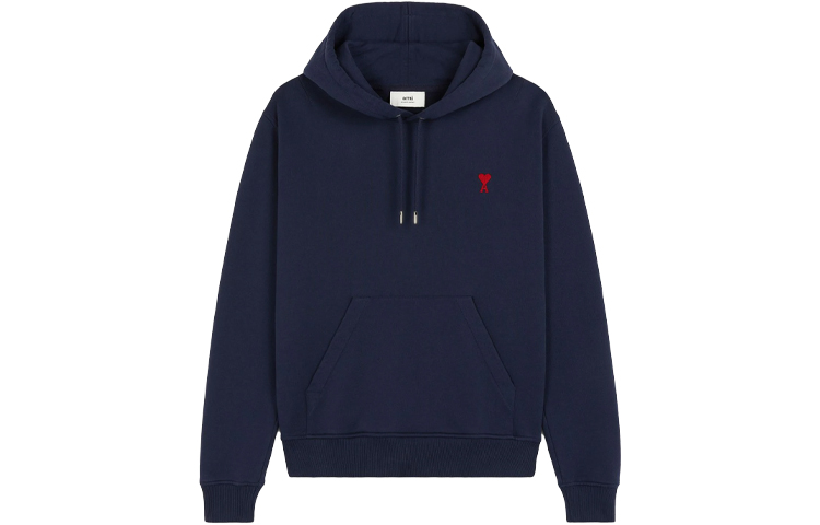 Buy Ami Paris Logo Navy Blue Hoodie Unisex Koleksi Musim Gugur 2021. A21HJ008730-410