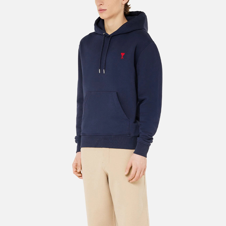 Purchase Ami Paris Logo Navy Blue Hoodie Unisex Koleksi Musim Gugur 2021. A21HJ008730-410
