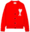 Order Ami Paris AMIPARIS FW21 Red Heart V-Neck Wool Cardigan Unisex Sweater. H21K313-018600