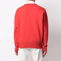Purchase Ami Paris AMIPARIS FW21 紅色男士白心標誌羊毛寬鬆針織毛衣。 H21K019018-600