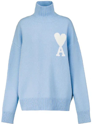 Ami Paris FW21 Sweater Turtleneck Wool Logo Biru Langit Unisex. SPEH21K214018-450 Order Ami Paris FW21 Sweater Turtleneck Wool Logo Biru Langit Unisex. SPEH21K214018-450