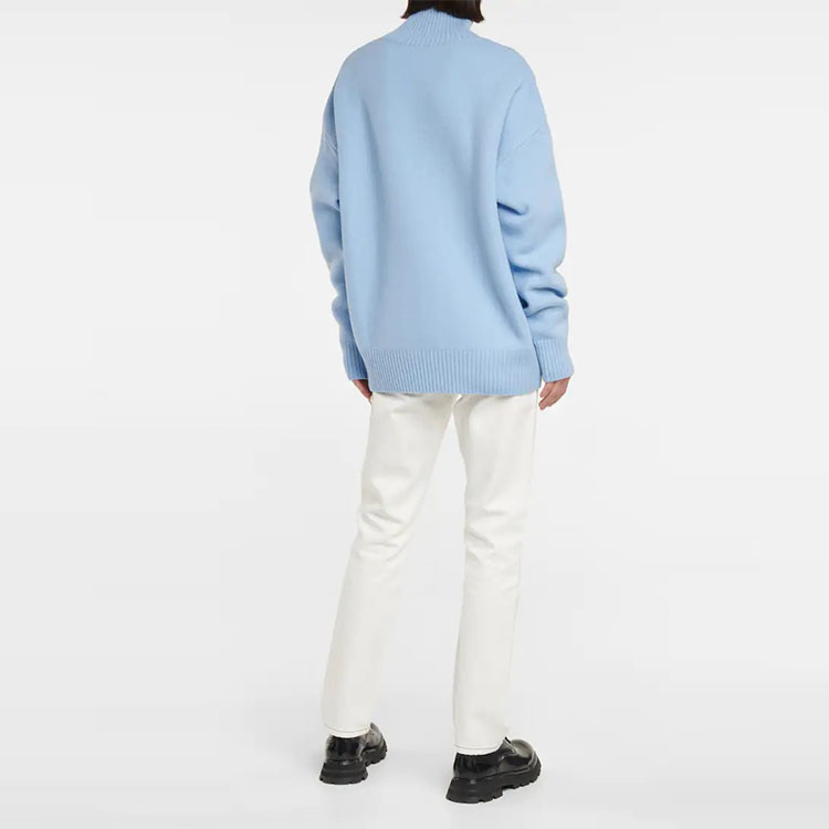 Ami Paris AMIPARIS FW21 Sky Blue Logo Jacquard Wool Turtleneck Sweater Unisex. SPEH21K214018-450 圖 7