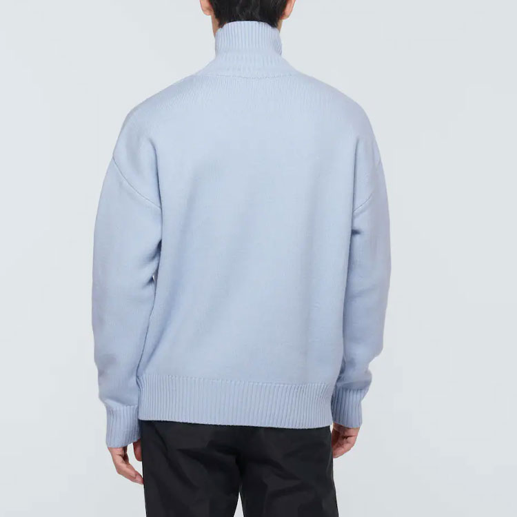 Ami Paris AMIPARIS FW21 Sky Blue Logo Jacquard Wool Turtleneck Sweater Unisex. SPEH21K214018-450 圖 8