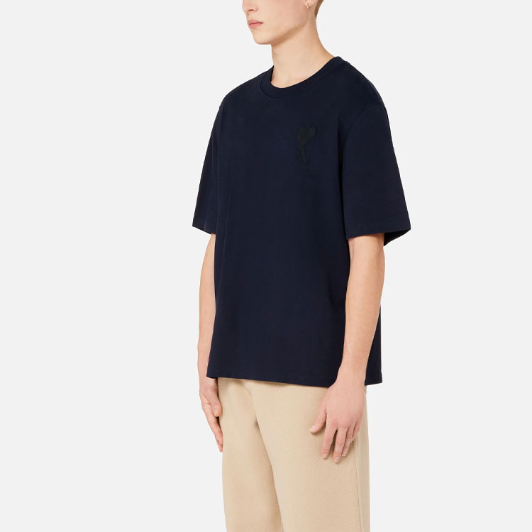 Ami Paris AMIPARIS FW21 Tonal Heart Embroidery Navy Blue Loose Fit Short Sleeve Tee Men. A21HJ128726-410 圖 4