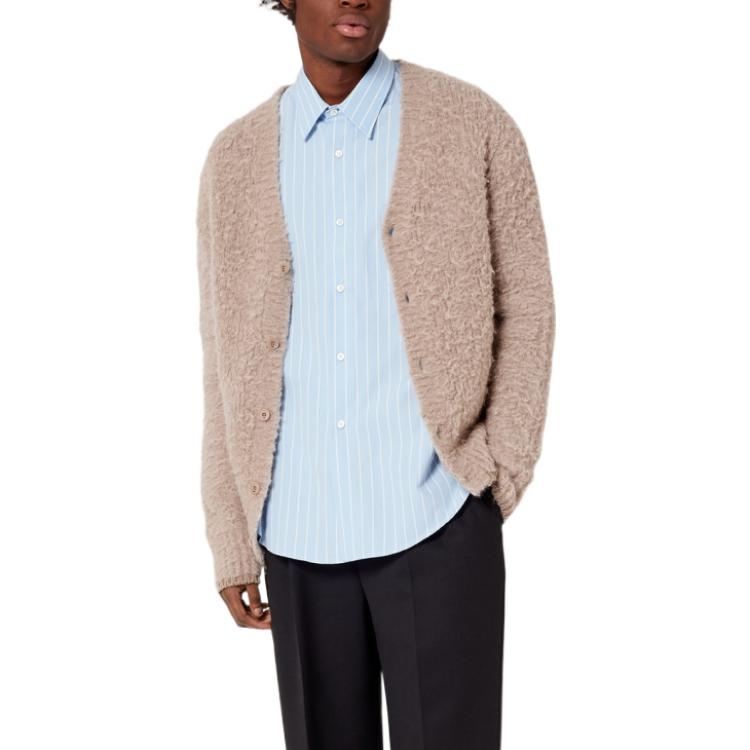 Ami Paris AMIPARIS FW22  Beige Solid V-Neck Button-Up Knit Cardigan Sweater. HKC153028-250 圖 3