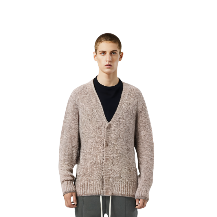 Ami Paris AMIPARIS FW22  Beige Solid V-Neck Button-Up Knit Cardigan Sweater. HKC153028-250 圖 6