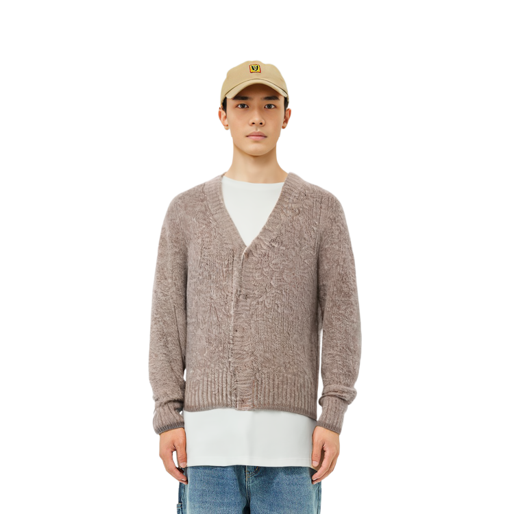 Ami Paris AMIPARIS FW22  Beige Solid V-Neck Button-Up Knit Cardigan Sweater. HKC153028-250 圖 7