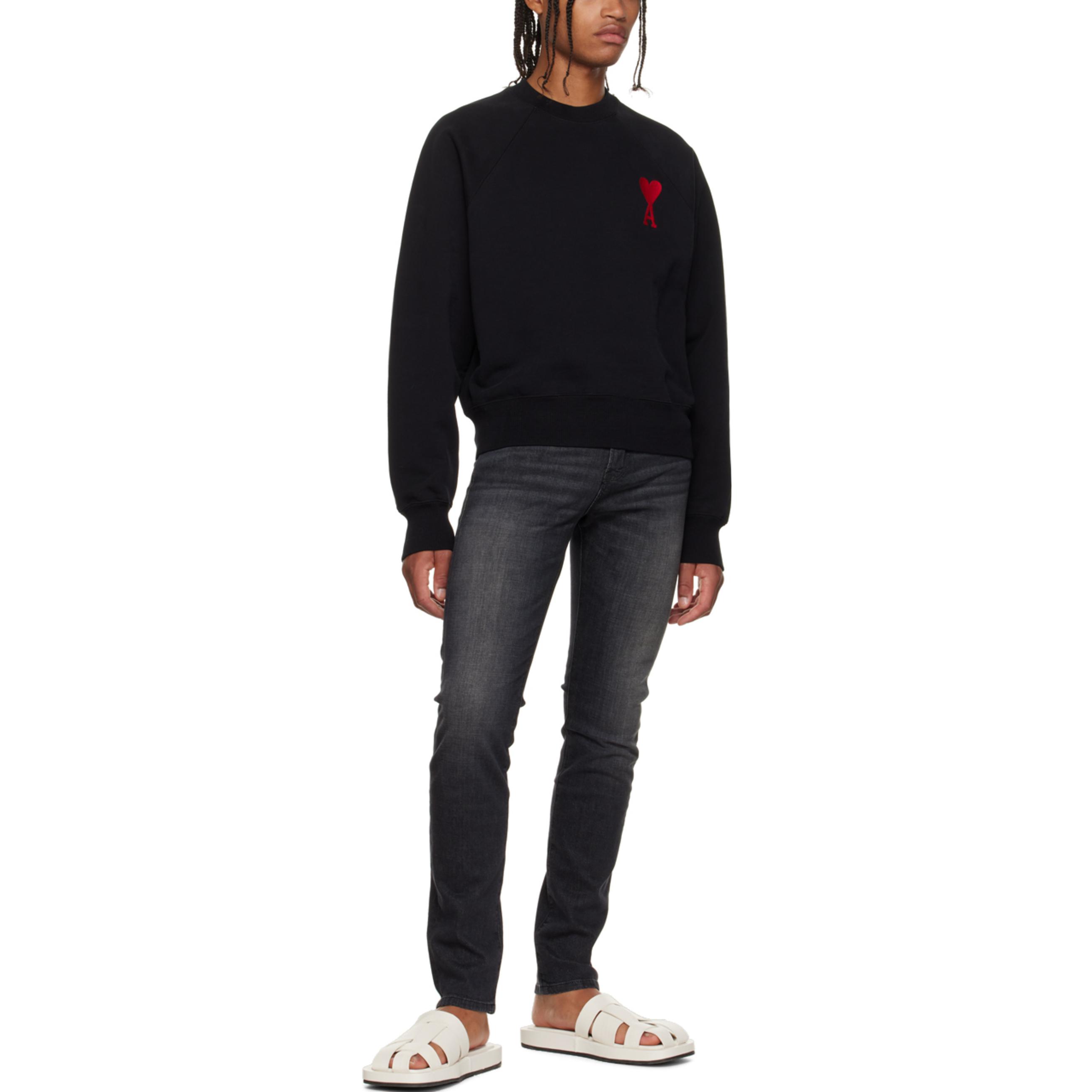 Ami Paris AMIPARIS FW22  Black Pullover Sweatshirt with Heart Embroidery. SPEUSW022747-001 圖 3