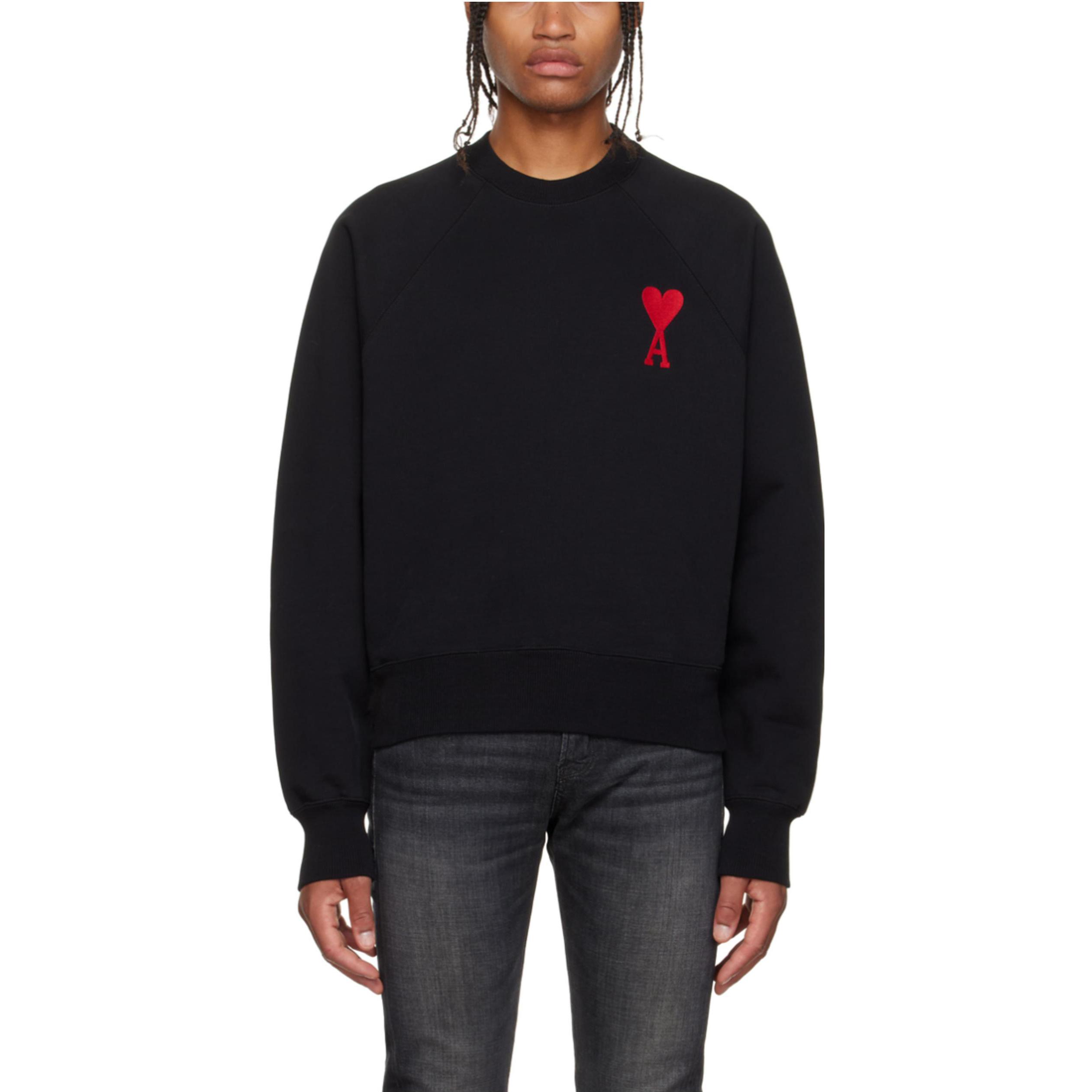 Ami Paris AMIPARIS FW22  Black Pullover Sweatshirt with Heart Embroidery. SPEUSW022747-001 圖 4