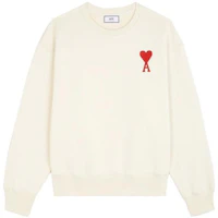 Ami Paris AMIPARIS FW22 Embroidered Heart Pullover Sweatshirt - Off White. SPEUSW022747-150 Ami Paris AMIPARIS FW22 Embroidered Heart Pullover Sweatshirt - Off White. SPEUSW022747-150
